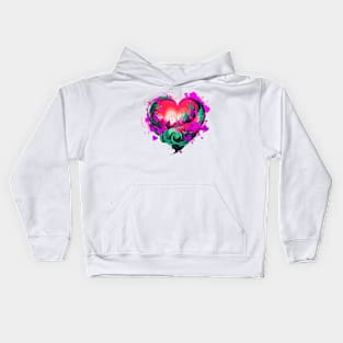 Heart Nouveau Design (Purple, Pink) Kids Hoodie
